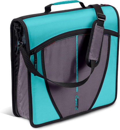 Case-it Mighty Zip Tab School Zipper Binder | 3-Inch O-Rings, 600-Sheet Capacity, 5-Subject Expanding File Folder, Multiple Pockets & Storage Organizer, Shoulder Strap | D-146 Jet Black