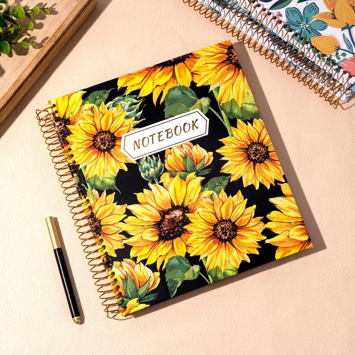 CAGIE Spiral Notebook Journal 8.5 x 11 Hardcover Notebooks College Ruled with Large Pockets Aesthetic Floral Note Book Spiral Bound Notebooks for Work Note Taking Women Writing School, 200 Pages