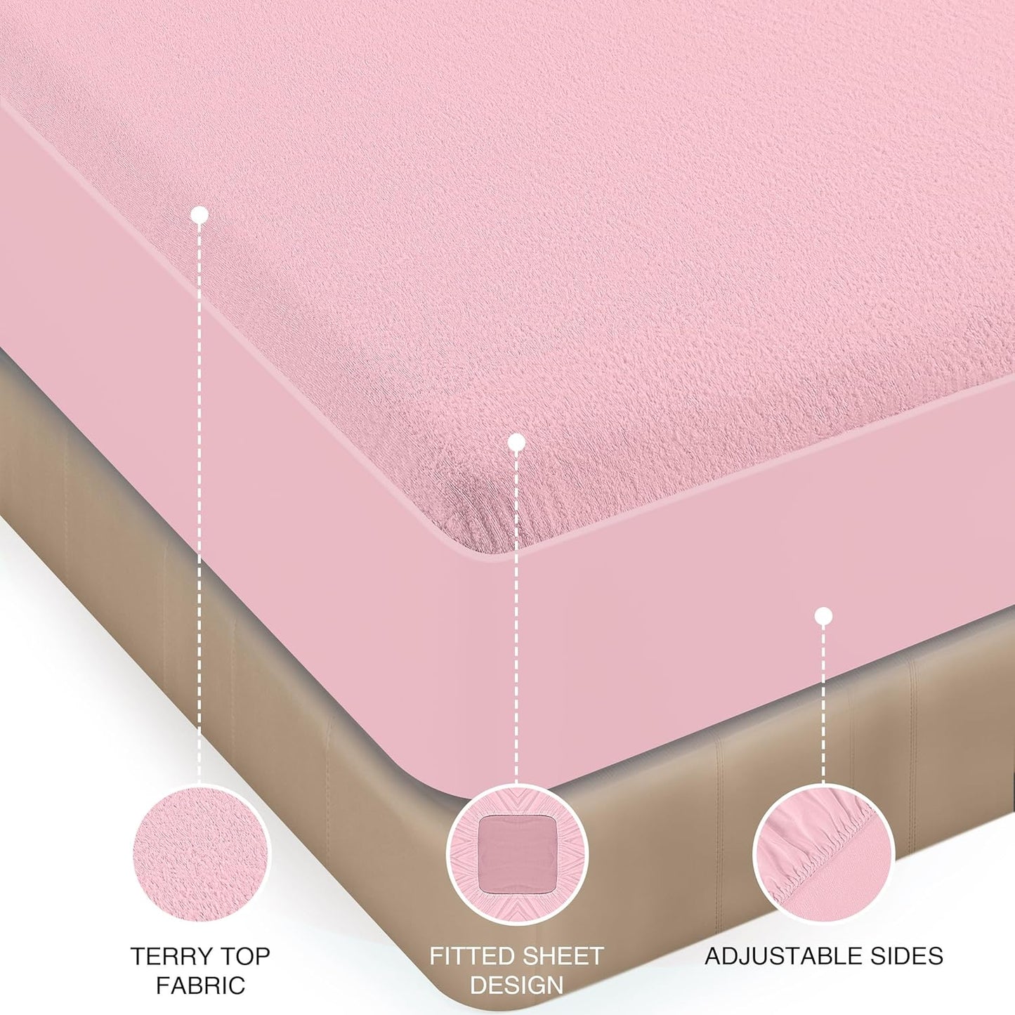 Twin Size Mattress Protector Waterproof, Premium 200 GSM Terry Mattress Cover, Soft & Breathable Bed Cover, Fitted Sheet Style Stretchable Deep Pockets 15" by Utopia Bedding (White)