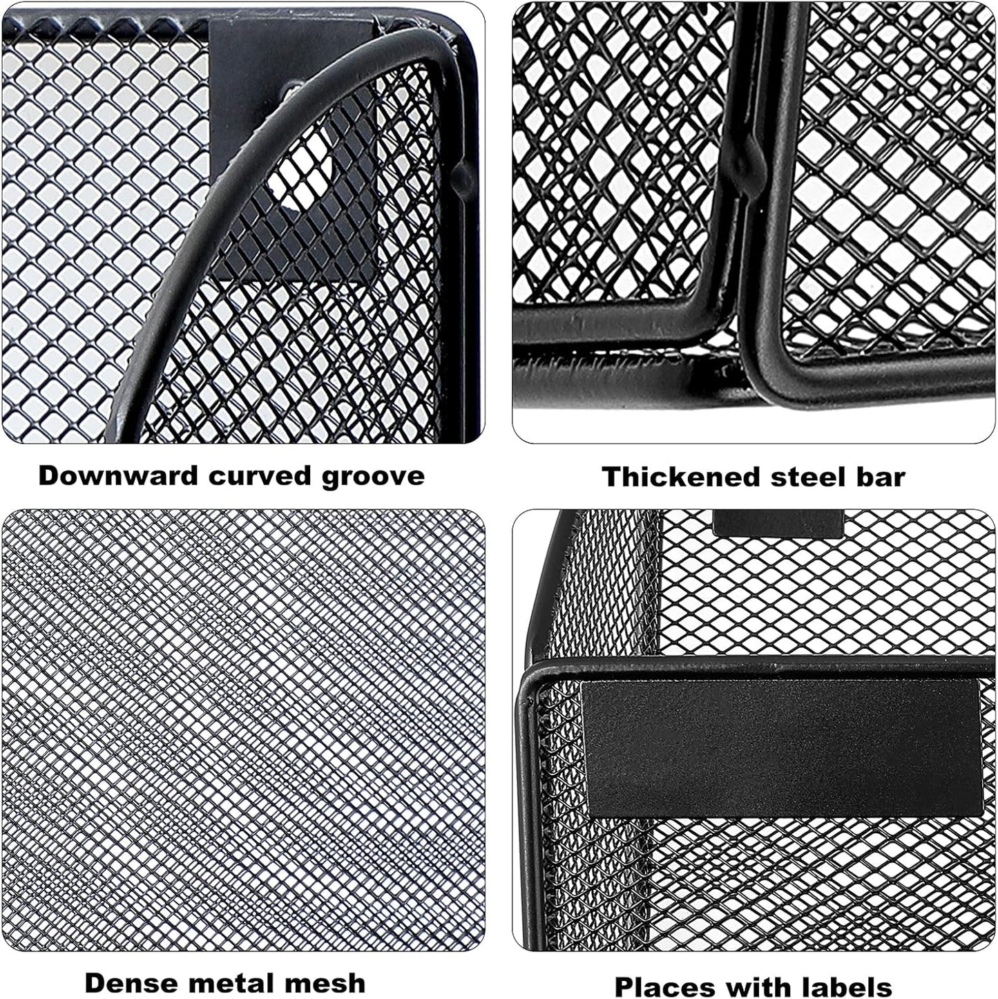 1 Pocket Mesh Wall File Holder Organizer Office Hanging File Folder Magazine Rack, Nametag Label Hooks Set Included (Black)