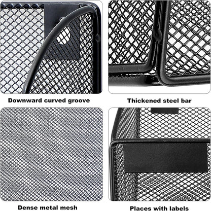 1 Pocket Mesh Wall File Holder Organizer Office Hanging File Folder Magazine Rack, Nametag Label Hooks Set Included (Black)