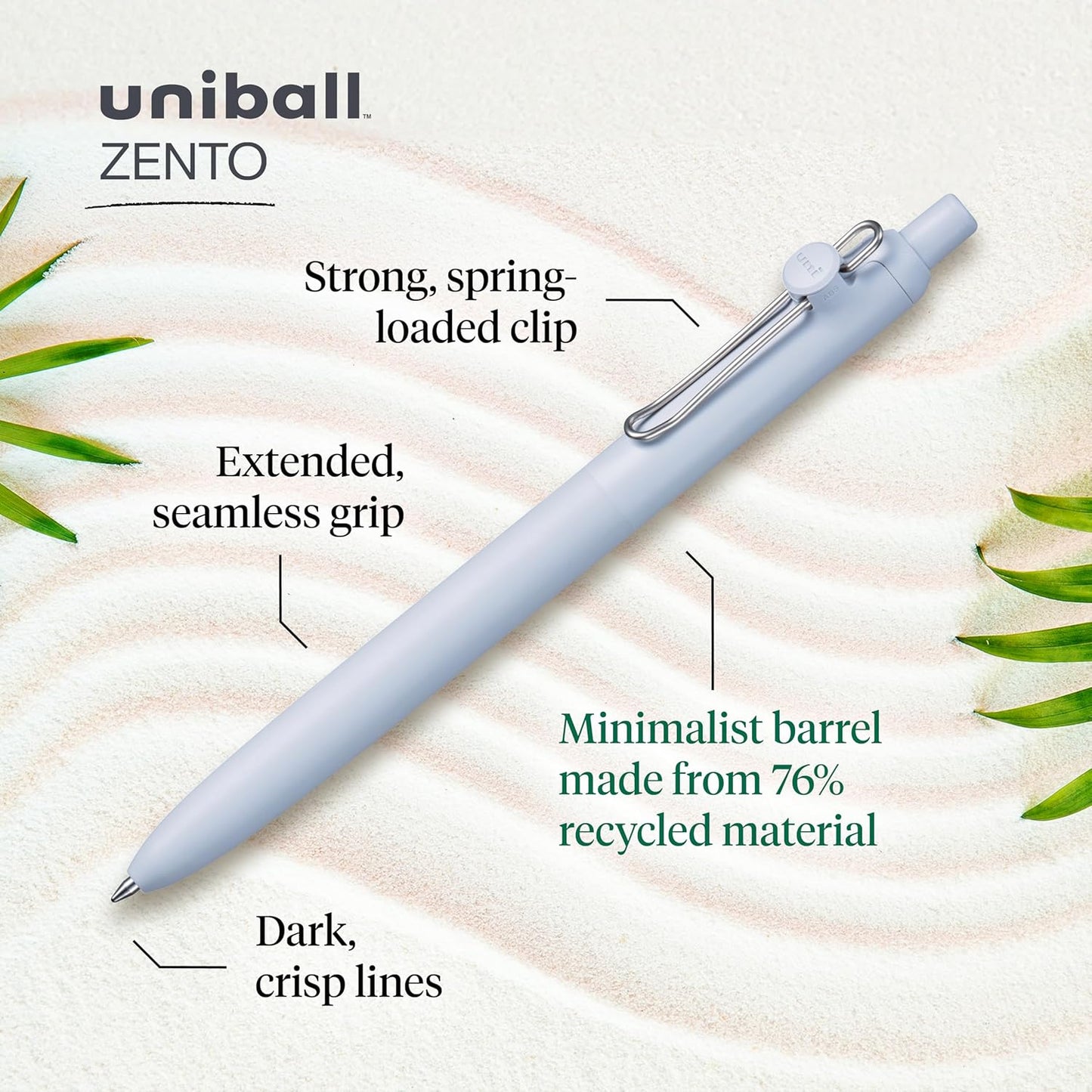 uni-ball Zento Gel Ink Rollerball Pens, 4 Black Medium Point Smooth Writing Pens, Colored Japanese Pens, Muted Colors