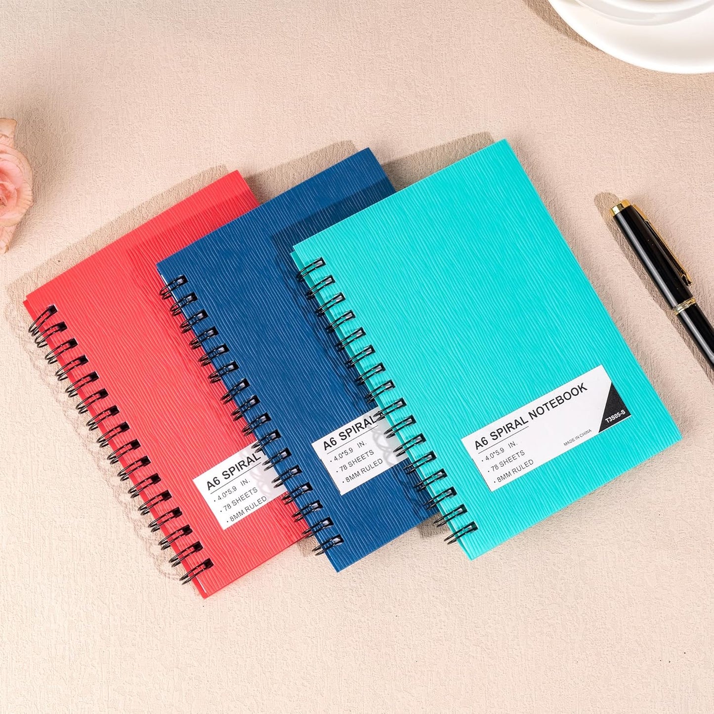 FLYING EAGLE 3 PCS Small Spiral Notebooks 4x6, A6 Cute Mini Journal Plastic Hardcover 8mm Ruled Notebook, Yellow 234 Sheets/468 Pages, 3 Pack Small Ruled Notebooks for School Work