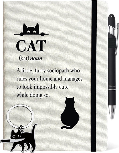 Cat Lover Gifts Women, Black Cat Journal 200 Pages Engraved Notebook A5 Lined with Pen, Black Cat Gift, Cat Humor Themed Gifts for Cat People, Crazy Cat Lady, Cat Owner, Cat Mom Birthday Christmas