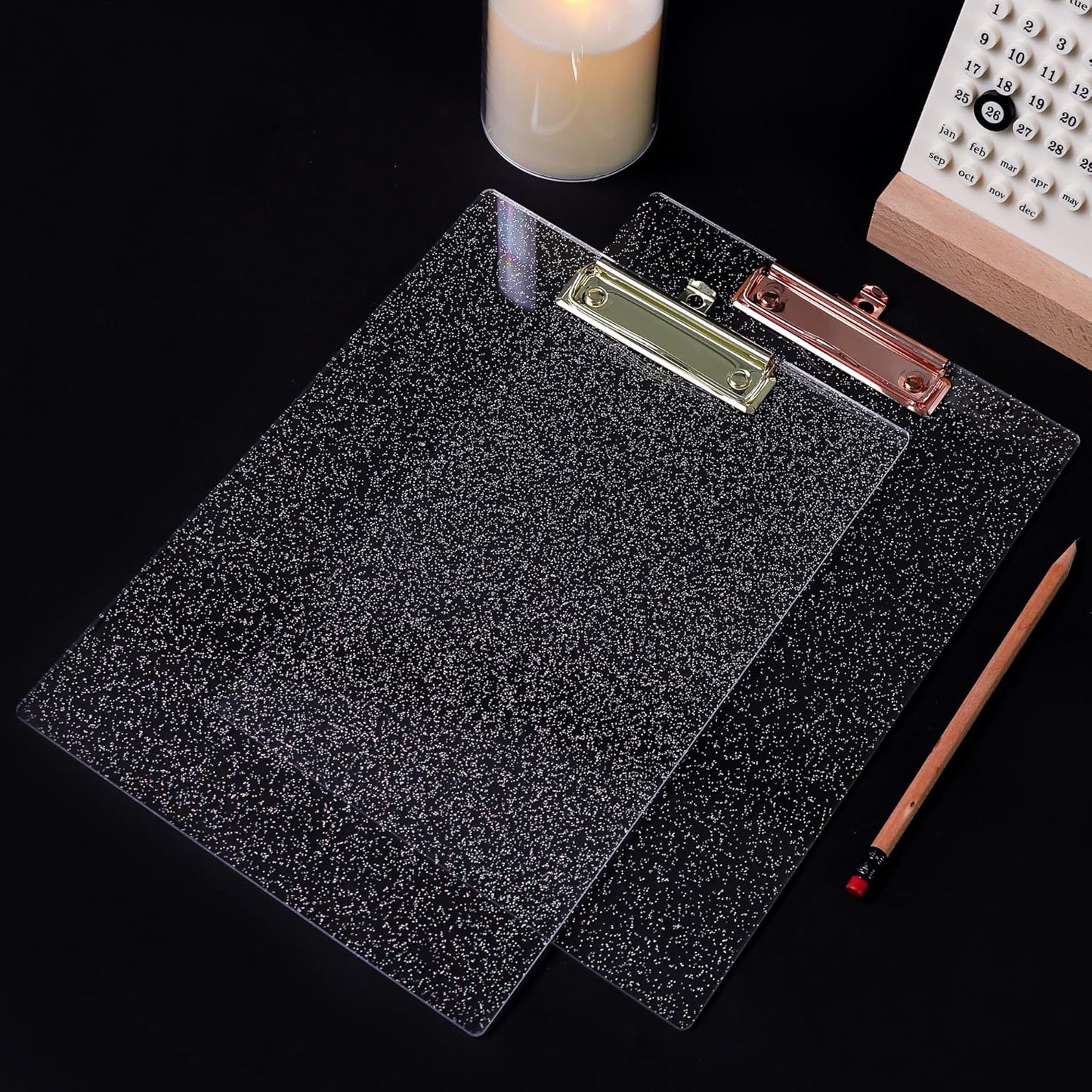 JIARI Acrylic Glitter Clipboard, Office Letter Size 8.5 x 11 Inches, A4 Paper Size, 1 Pack (Glitter-Rose Gold)