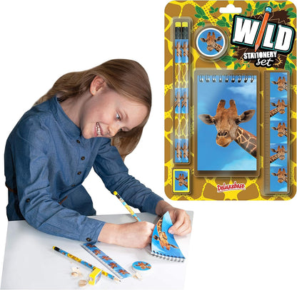 Deluxebase Wild Stationery Set - Dolphin from Animal Stationery Sets with 2 Pencils, Eraser, Pencil Sharpener, Ruler & Cute Notebook. Ideal Office Supplies, Desk Accessories & College Essentials.