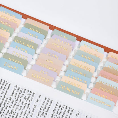 Laminated Bible Tabs, Gold Foil Embossed Lettering Bible Chapter Index Tabs for Women Men, Reposition Large Print Sticky Labels, Easy to Read and Apply, 105Chapters Labels for Easy Navigation (Black)
