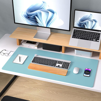 Aothia Leather Desk Pad Protector, Mouse Pad, Office Desk Mat, Non-Slip PU Leather Desk Blotter, Laptop Desk Pad, Waterproof Desk Writing Pad for Office and Home (Black,36" x 17") - Colors B