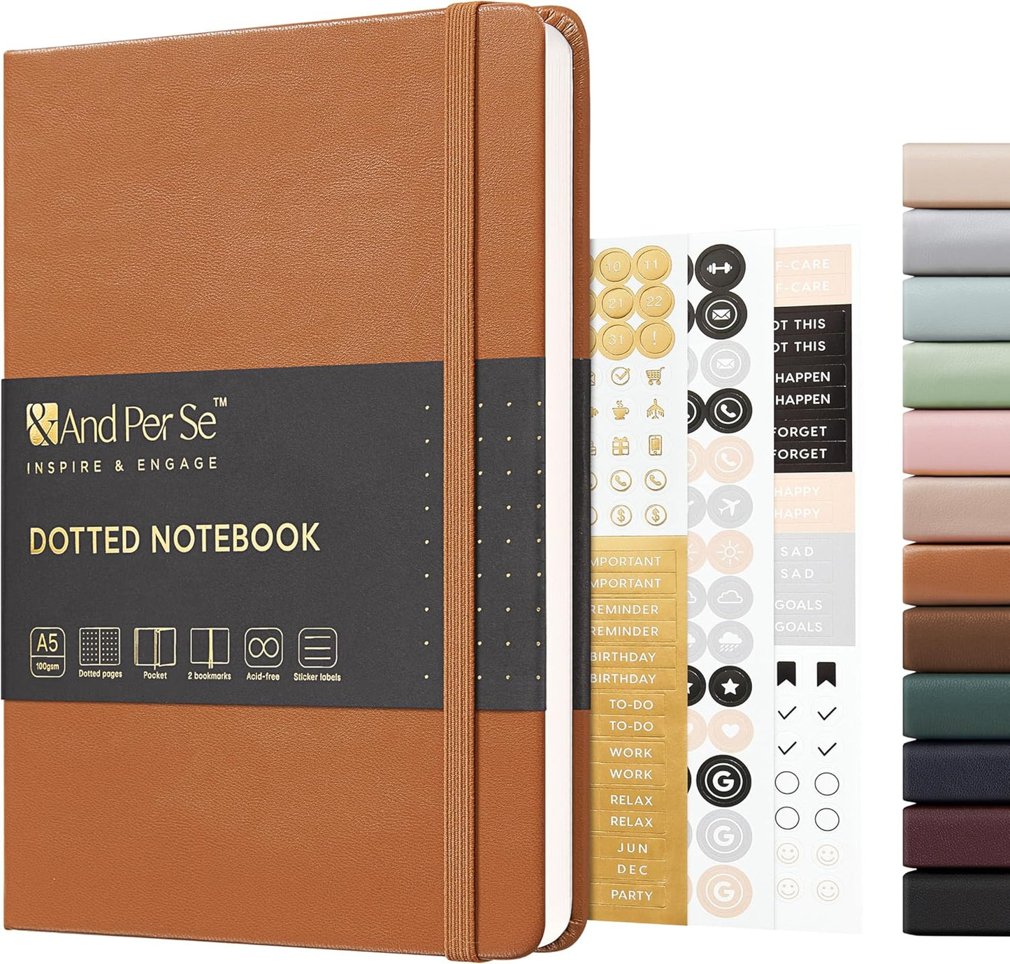 &And Per Se Lined Journal Notebook, 160 Pages, A5 5.7 x 8 inches College Ruled Thick Paper Notebook Journals for Writing, Hardcover Notebooks for Women Men Office School (1 Pack, Green) - Colors B