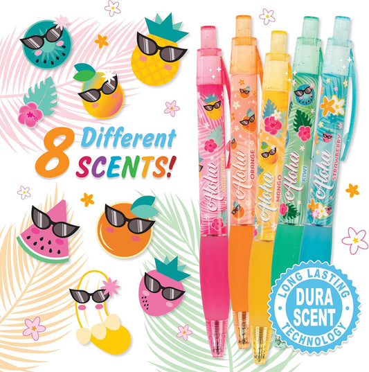 Glitter Gel Smens - Patented Gourmet Scented Colored Glitter Gel Ink Pens, Medium Point, 8 Count - Fun, Cute, Cool, Smelly Pens for Kids