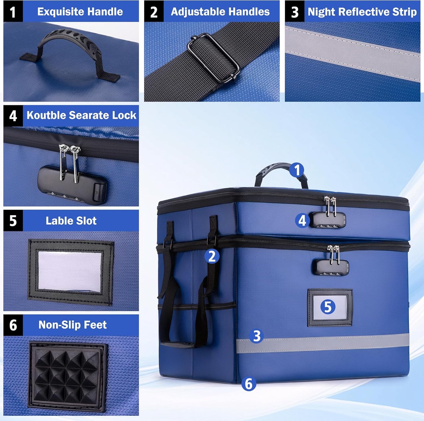 EXLIFBAG File Organizer, Fireproof File Box with Lids, Important Document Organizer Box with Lock, Portable File Folder Organizer with Handle