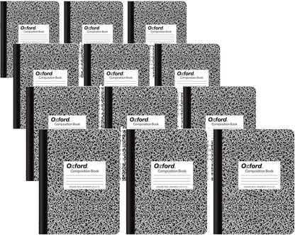 Oxford Composition Notebooks, College Ruled Paper, 9-3/4 x 7-1/2 Inches, 100 Sheets, Black, 6 Pack (63767)