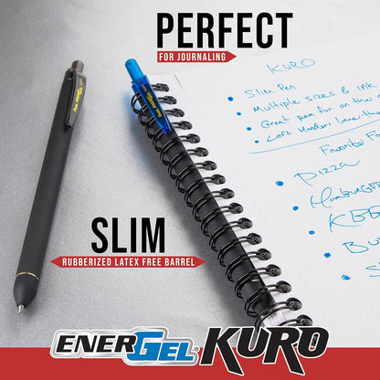Pentel EnerGel Kuro Liquid Gel Pen, (0.7mm) Medium line, Black Ink, 5 Pack