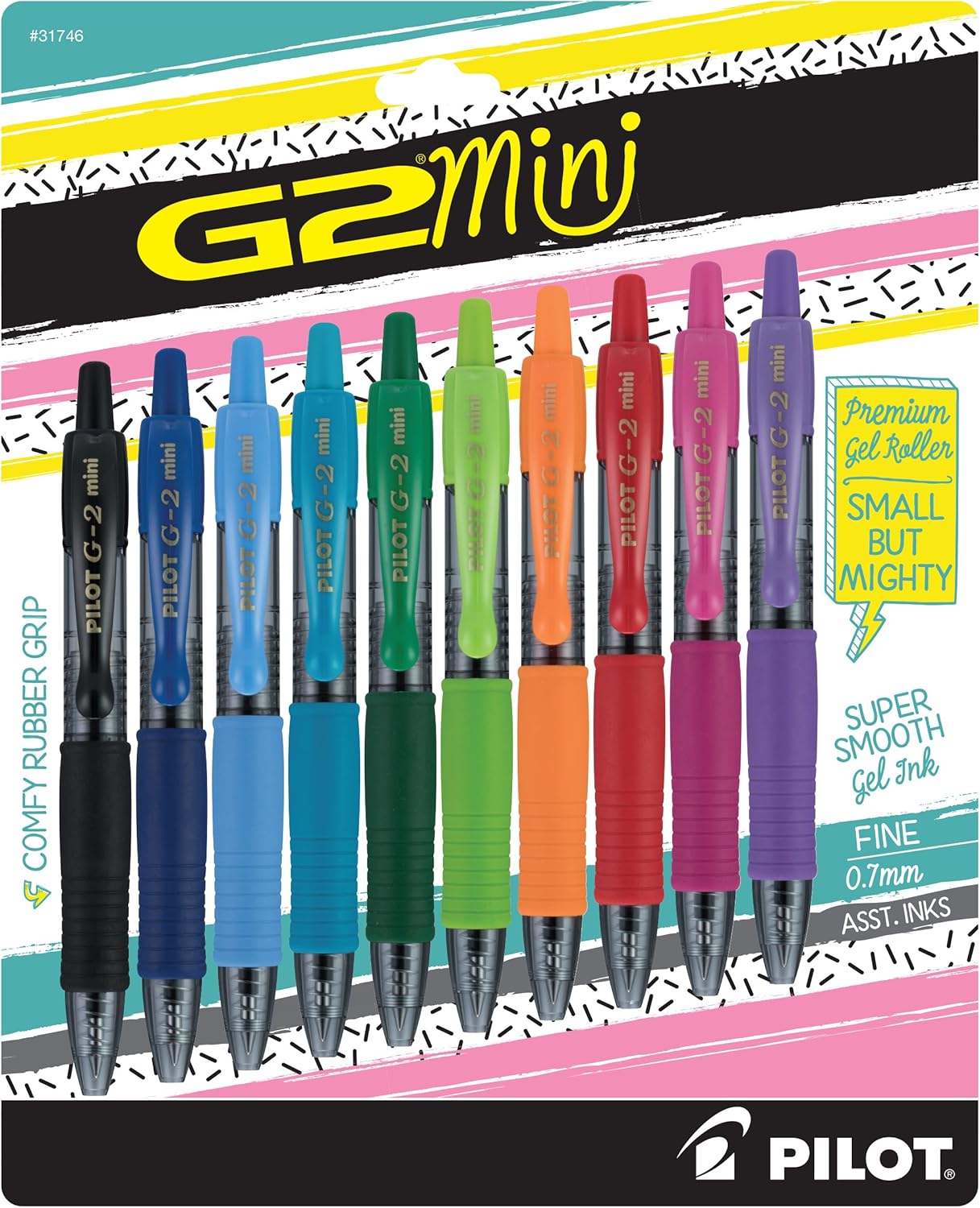 PILOT G2 Premium Refillable and Retractable Rolling Ball Gel Pens, 0.7mm Fine Point, Assorted Color Inks (New Rose Pink & Grape Inks), 10-Pack