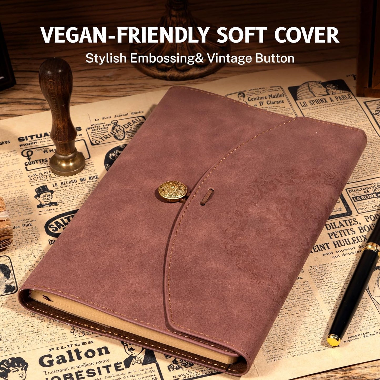 MINICAGIE Journal Notebook for Men Women Gifts Hardcover Leather Mens Journals for Writing 288 Pages 100 Gsm Paper Thick Journaling Notebooks for Work Diary, 5.7x8.3 In, Blue