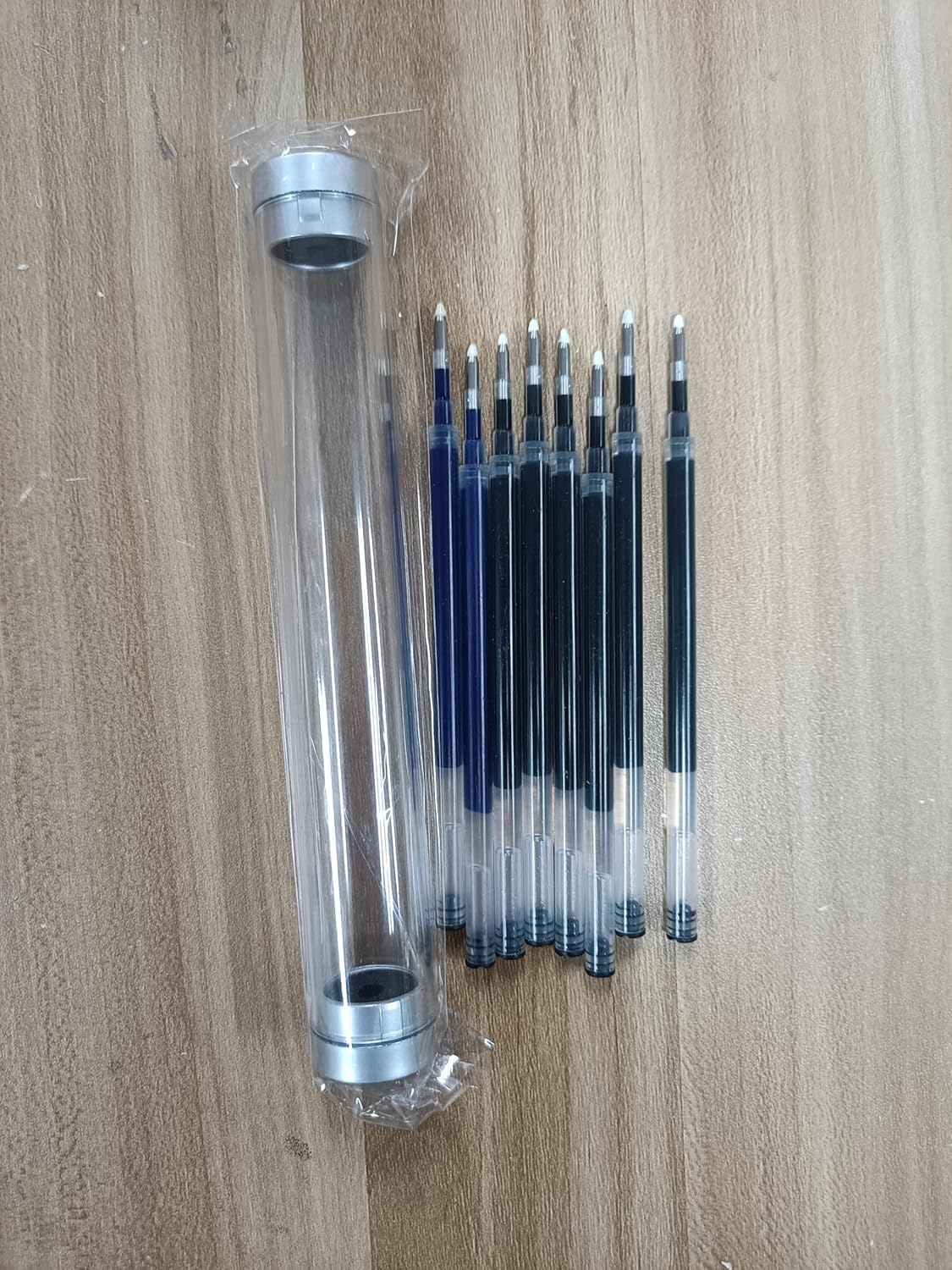 8 Pieces Replaceable Ballpoint Pen Refills Work for Most Brands Pens with Smooth Writing,Free-Flowing German Ink with Medium 0.5mm Ballpoint Tip(Black Refills and Length 4.4inch)