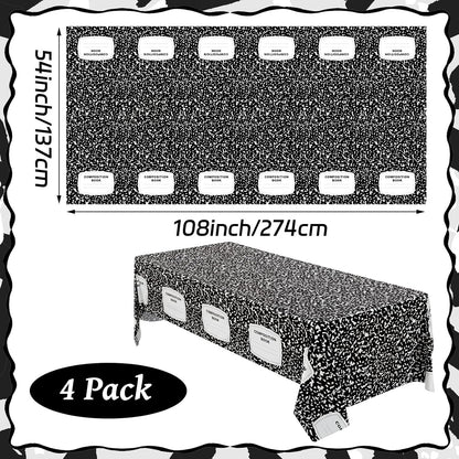 Oudain 4 Pcs Preschool Kindergarten Back to School Party Tablecloth First Day to School 54 x 108 Inch Large Disposable Rectangle Notebook Tablecloth Cover for Party Supplies Table Decorations