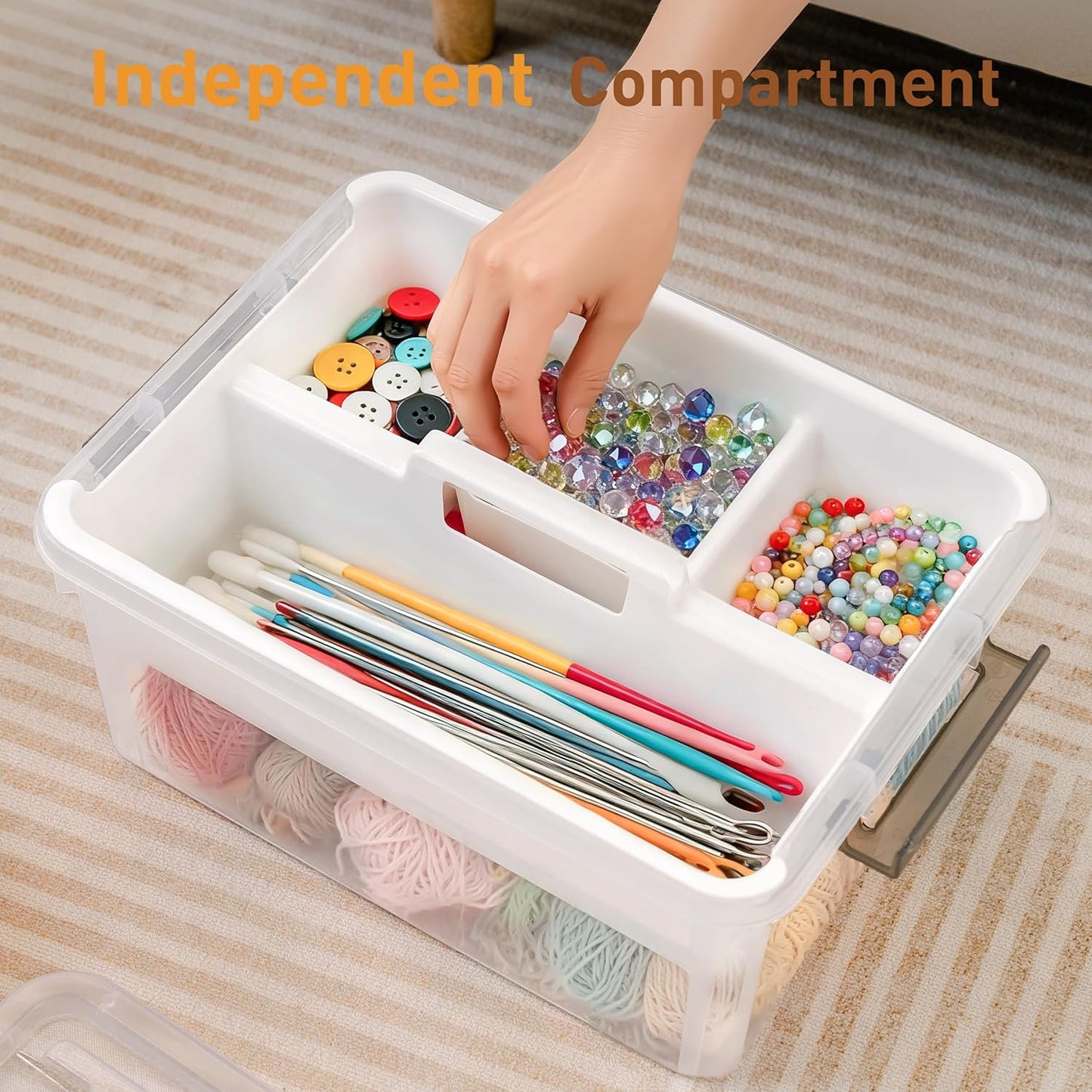 Citylife 17 QT Plastic Storage Box with Removable Tray Craft Organizers and Storage Clear Storage Container for Organizing Bead, Tool, Sewing, Playdoh
