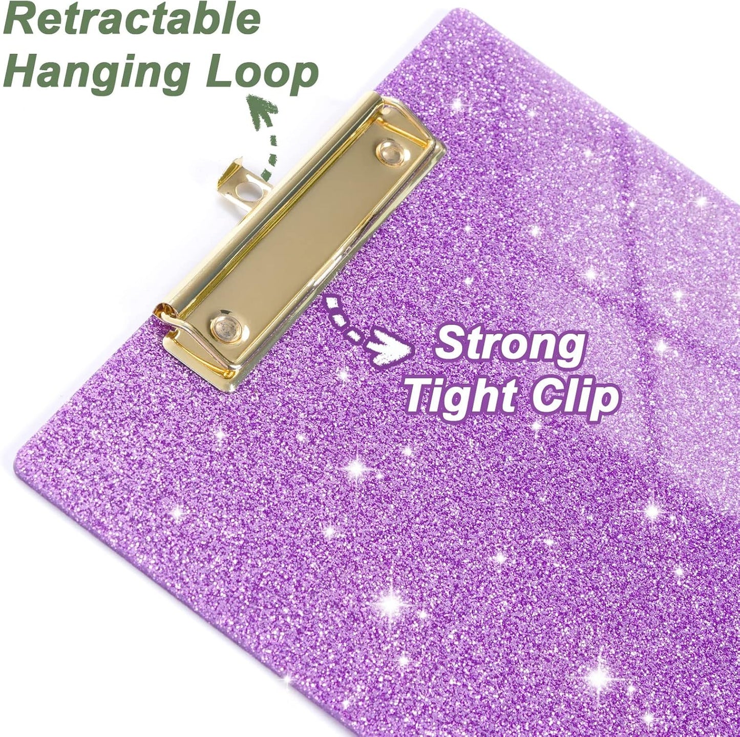 Rimilak Acrylic Glitter Clipboards, Sparkly Board with Low Profile Gold Clip, Designed for Classroom School and Office Use, A4 Letter Size 9 x 12.5 in, Pink