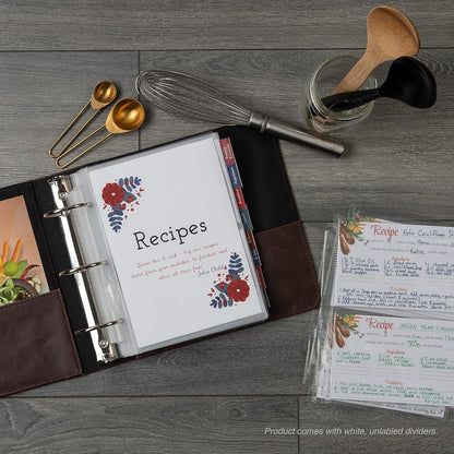 Samsill 8 Tab Recipe Dividers, Recipe Sleeves, Sheet Protector Dividers, with Tab Inserts, Clear, Super Heavyweight, Top Loading, 3 Hole Punched for Standard Letter Size Binders, Archival Safe