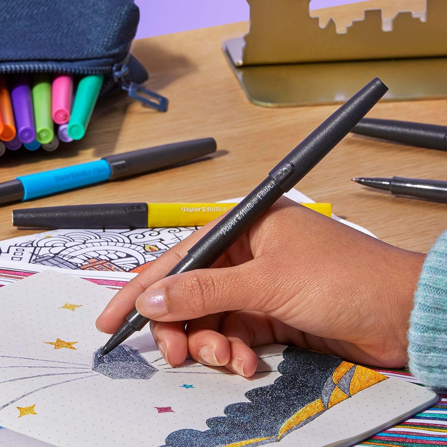 Paper Mate Flair Felt Medium Tip Set, 4-Pen Metallic Colors Set
