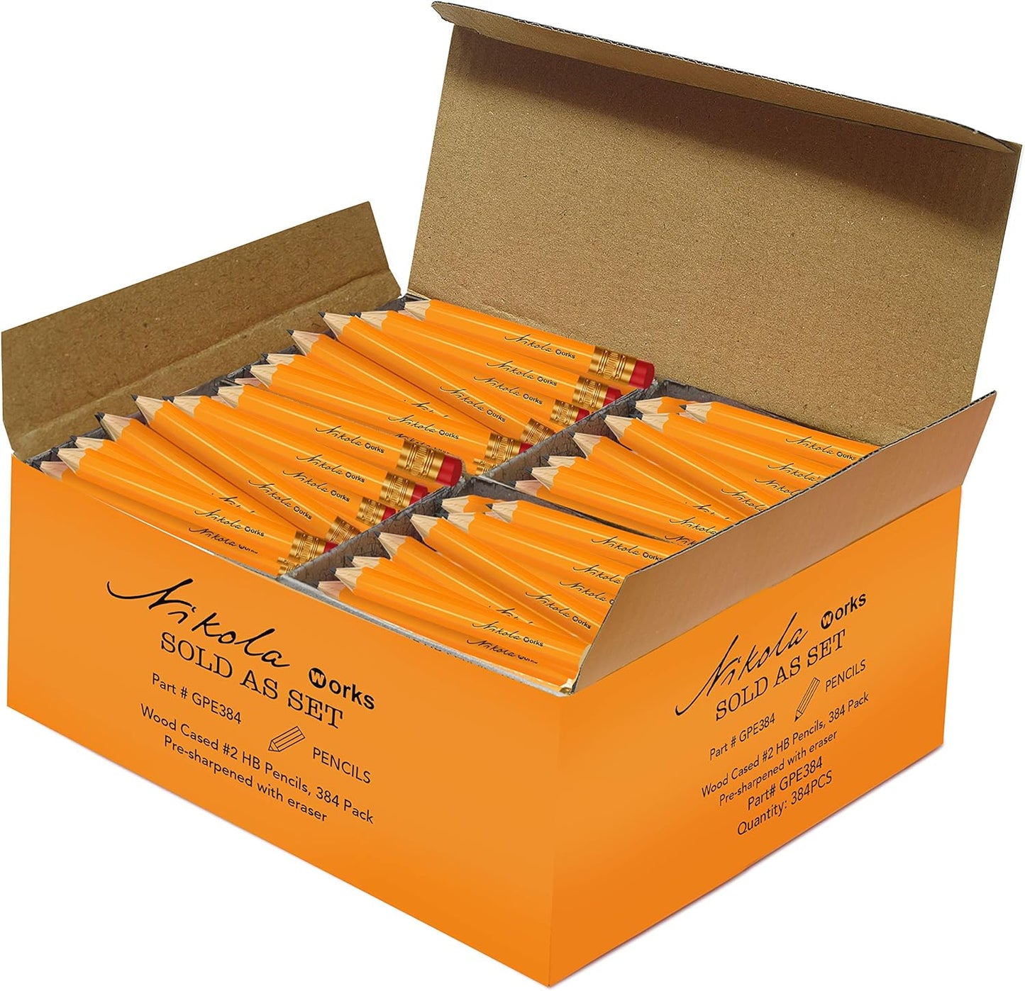 Mini Golf Pencils Without Erasers - 96 Count - Classic Pre-Sharpened #2 HB American Pew Pencils Standard Hex Shaped Bulk Pack