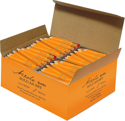 Mini Golf Pencils Without Erasers - 96 Count - Classic Pre-Sharpened #2 HB American Pew Pencils Standard Hex Shaped Bulk Pack