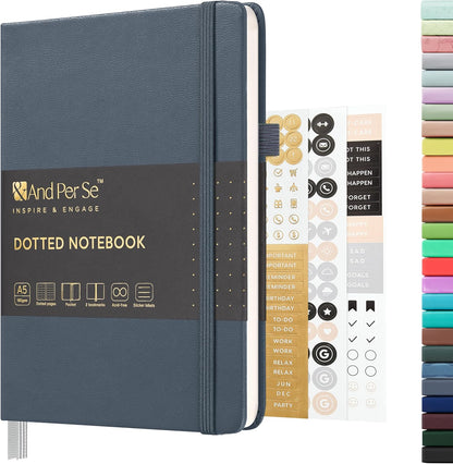 &And Per Se Lined Journal Notebook, 160 Pages, A5 5.7 x 8 inches College Ruled Thick Paper Notebook Journals for Writing, Hardcover Notebooks for Women Men Office School (1 Pack, Green) - Colors B