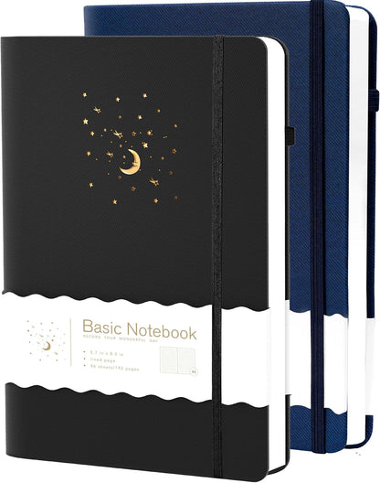 CAGIE Journal Notebook for Women Men, Hardcover Lined Notebooks Journals for Writing Work Journaling Note Taking Diary with Pen Loop (Black Ruled), Gifts, 5.7" x 8.3", 196 Pages
