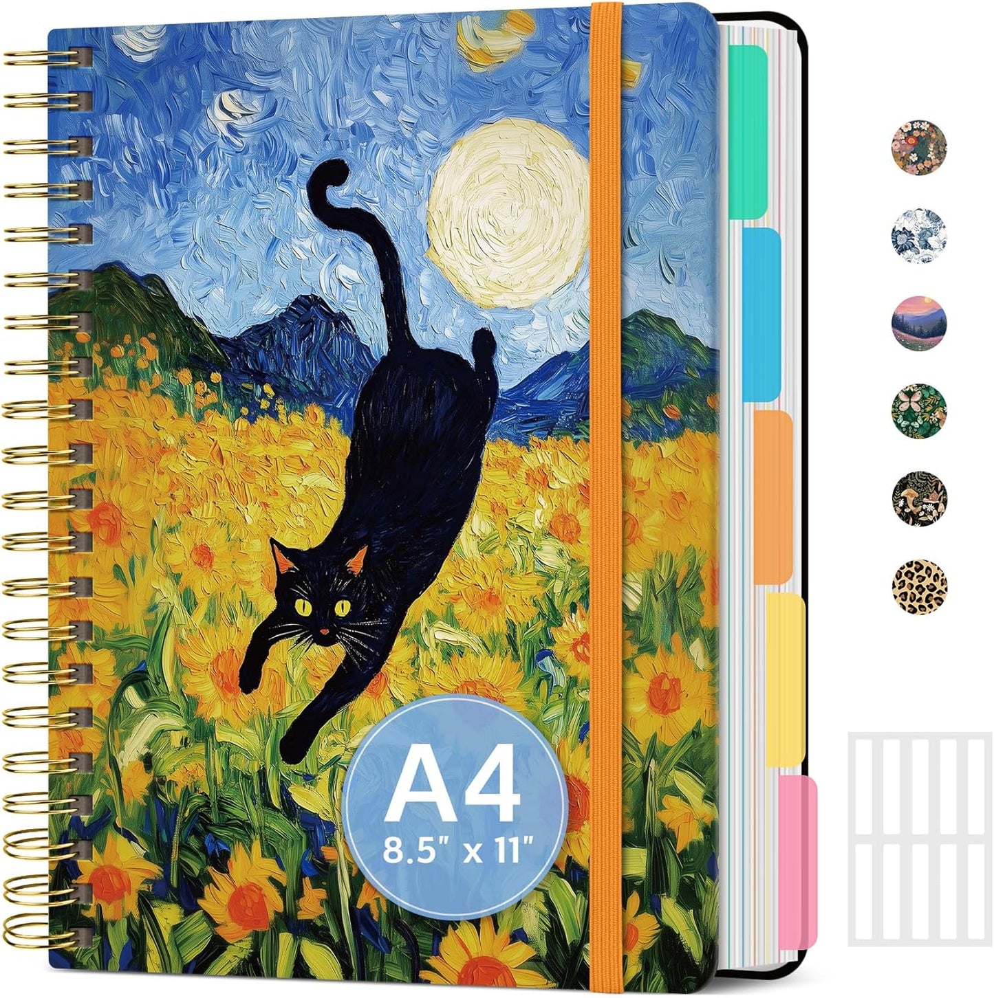 Large Spiral Notebook with Dividers & Tabs, 8.5" x 11" Hardcover 5 Subject Notebook for Work, 280 pages, College Ruled, Cute Journal for Women, Perfect for Study & Office Note Taking, Garden