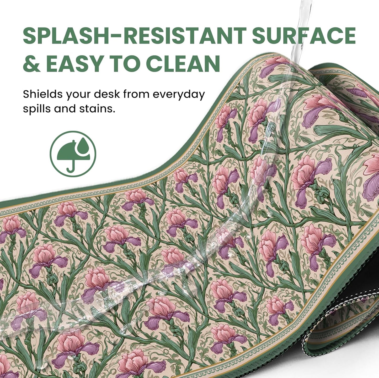 Large Mouse Pad for Desktop, Cute Desk Mat Pad Protector for Work & Gaming, Aesthetic Pretty Anti-Slip Laptop Blotter Cover for Office School Home Supplies, Wildflowers, 31.5" x 11.8"