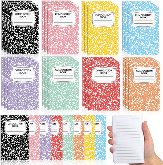 24 Pack Mini Composition Notebook Composition Books Bulk Back to School Gift Favor Colorful Small Pocket Size Cute Journal Notebooks for Students Teachers Employee Team Office College 5x3 Inch