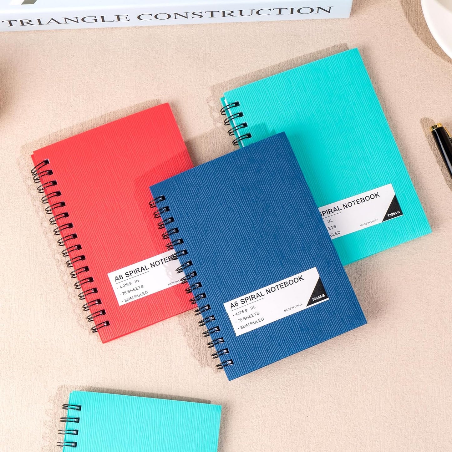 FLYING EAGLE 3 PCS Small Spiral Notebooks 4x6, A6 Cute Mini Journal Plastic Hardcover 8mm Ruled Notebook, Yellow 234 Sheets/468 Pages, 3 Pack Small Ruled Notebooks for School Work