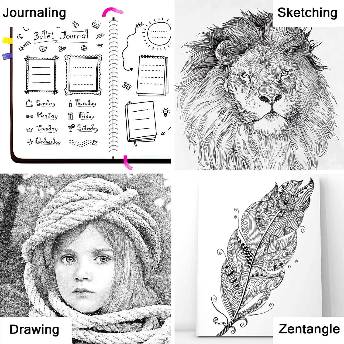 Muchcute Extra Fine Point Writing Pens:6 Black 0.25mm Ultra Thin Micron Pen 01 No Bleed Bible Journaling Study Supplies Annotation Smooth Waterproof Micro Line Tip Fineliner Gel Felt Ink Markers Stuff