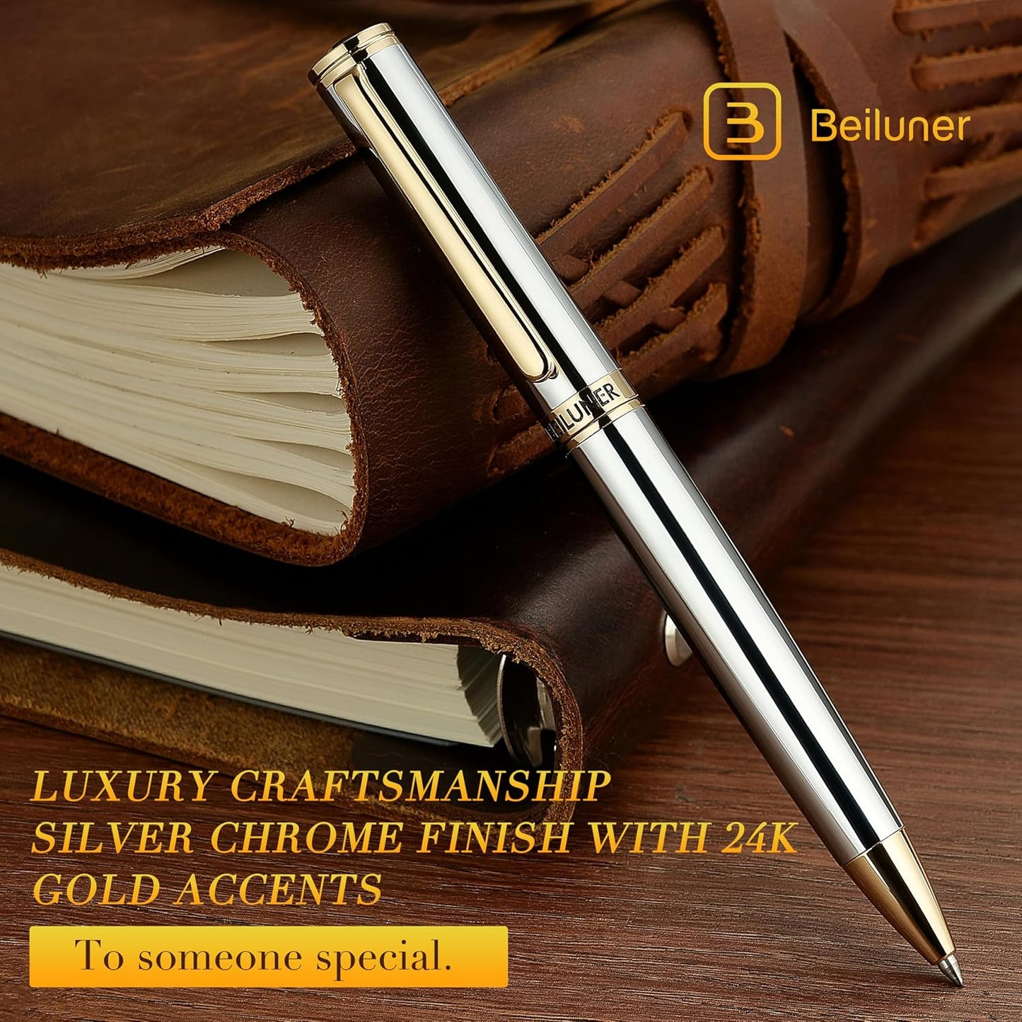 BEILUNER Luxury Gel Pen with 24K Gold Finish, Black Piano Lacquer, Luxury Grade Craftsmanship, Best Pen Gift Set for Men and Women, Professional, Executive, Office, Retractable Nice Pens