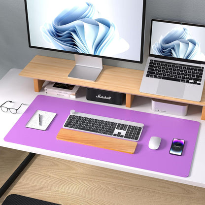 Aothia Non-Slip Waterproof PU Leather Desk Pad Protector for Mouse, Writing Desk, Office, Home, Laptop Blotter, 23.6" x 13.7", Black - Colors A