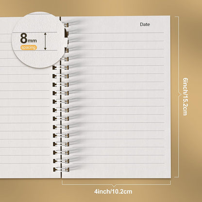 Nichela 4 Pack Spiral Notebook for Work - 4" x 6" Softcover Notebooks College Ruled for Note Taking, School Supplies,200 Sheets 400 Pages Journals Black