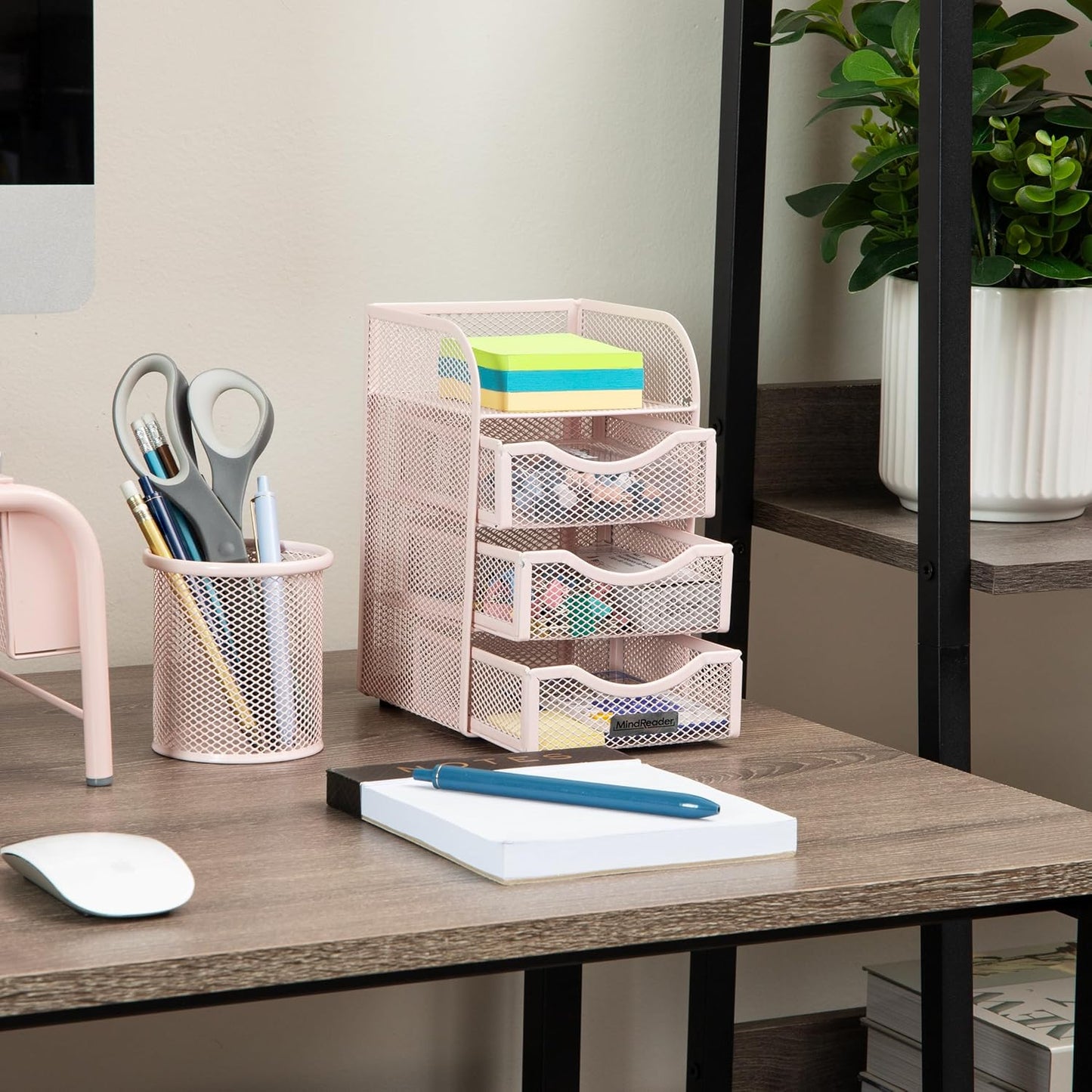 Mind Reader Desktop Accessory Storage, Paper Binder Clip Basket, Workspace, Office, Metal Mesh, 4.75"L x 5"W x 8"H, Black