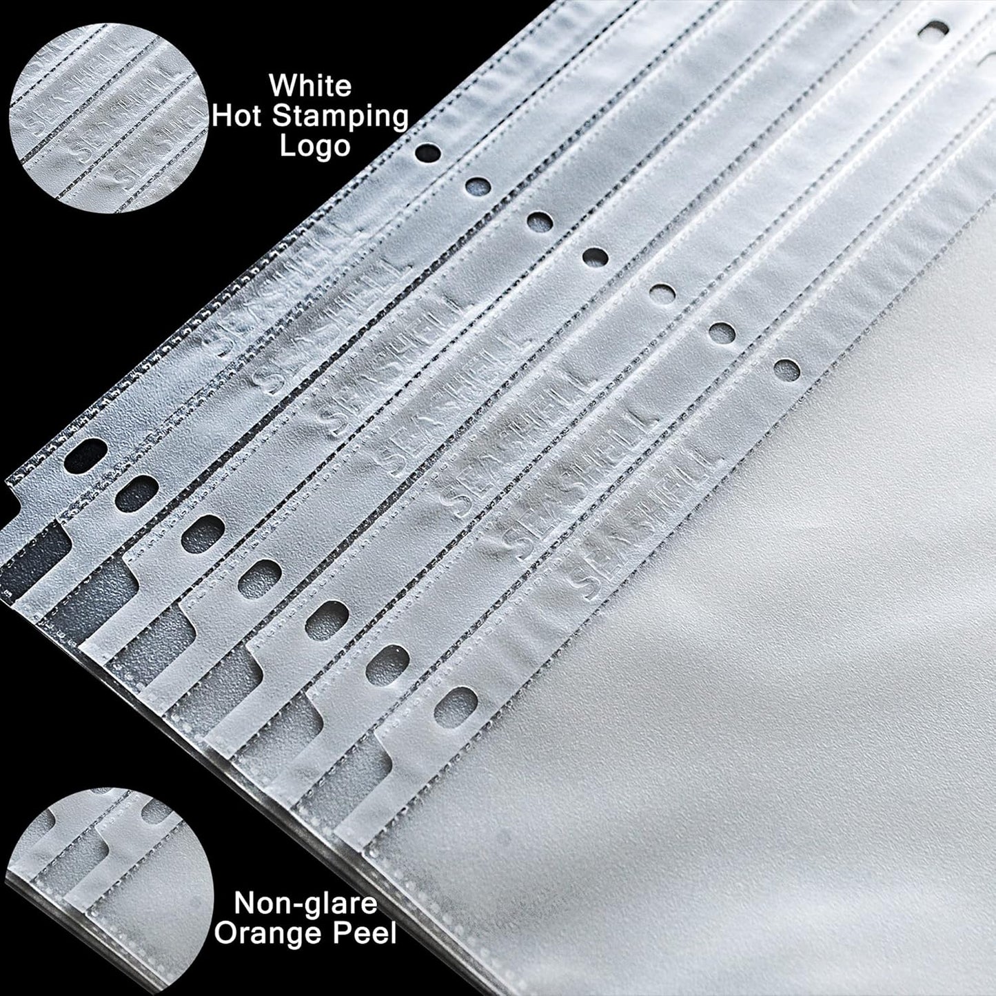 Seashell 200PCS Heavy Duty Non-Glare Sheet Protectors, Letter Size Page Protectors Reinforced 3-Hole, Plastic Sleeves for 3 Ring Binder, Top Loading for 8.5 x 11 Inch Sheets