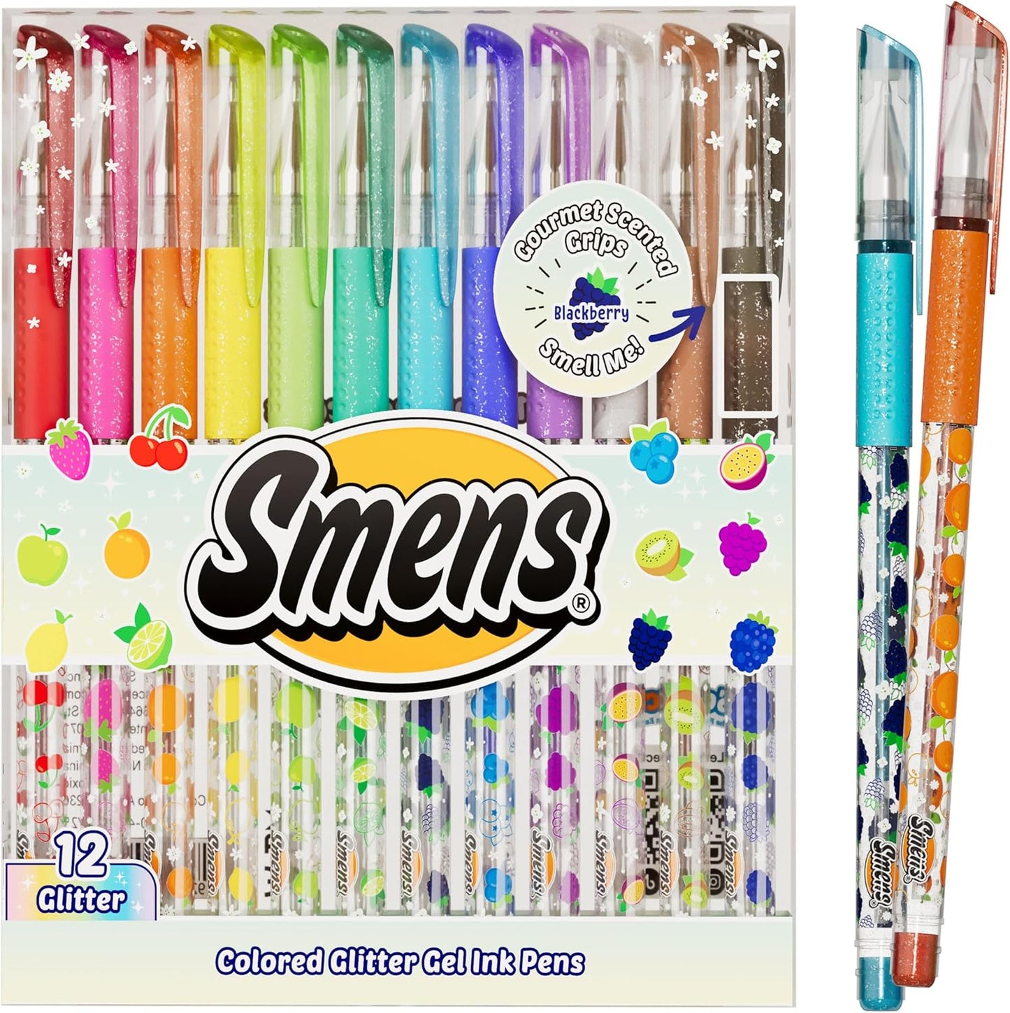 Glitter Gel Smens - Patented Gourmet Scented Colored Glitter Gel Ink Pens, Medium Point, 8 Count - Fun, Cute, Cool, Smelly Pens for Kids