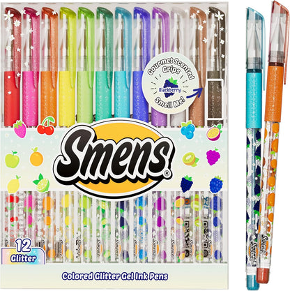 Glitter Gel Smens - Patented Gourmet Scented Colored Glitter Gel Ink Pens, Medium Point, 8 Count - Fun, Cute, Cool, Smelly Pens for Kids