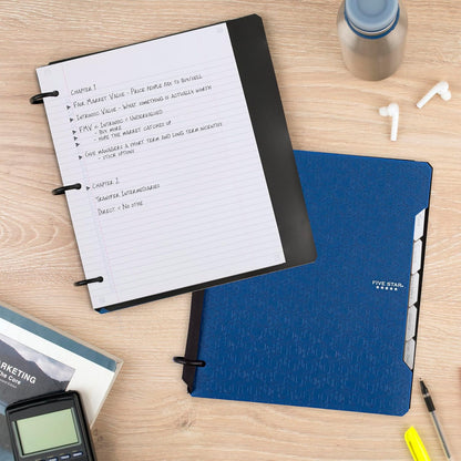 Five Star Flex Refillable Notebook + Study App 1 Inch O-Rings Binder with Pockets Tabs and Dividers, 220 Sheet Capacity, Includes 60 Sheets 8.5" x 11" College Ruled Paper, Prom Pink (293280R)