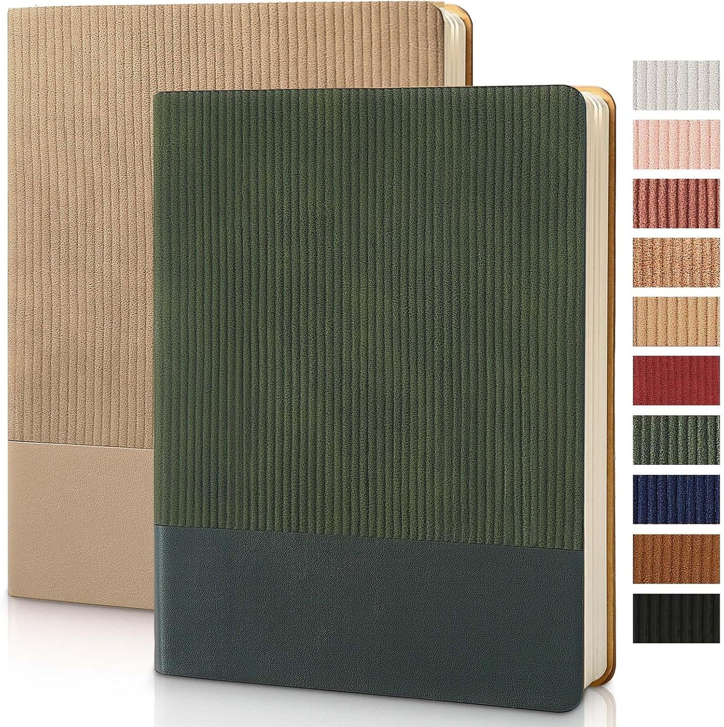 Lined Journal Notebook for Work College Ruled Note Book 5.79"x8.27"A5 PU Leather Daily Journaling 216 Pages for Women Men Writing Home School Supplies Business (Dark Green)