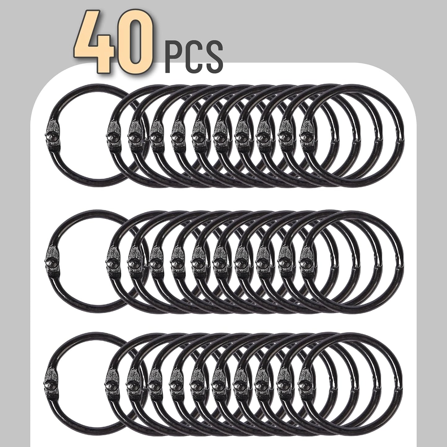 Mr. Pen- Loose Leaf Binder Book Rings, 5 Assorted Sizes (0.6", 1", 1.2", 1.5",2"), 36 Pack, Metal Binder Rings for Index Cards, Keychains, School, Home, Office, Silver