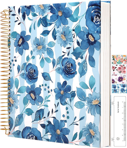 CAGIE Spiral Notebook Journal 8.5 x 11 Hardcover Notebooks College Ruled with Large Pockets Aesthetic Floral Note Book Spiral Bound Notebooks for Work Note Taking Women Writing School, 200 Pages