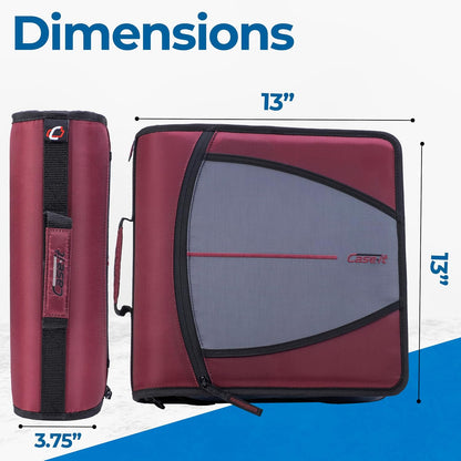 Case-it Mighty Zip Tab School Zipper Binder | 3-Inch O-Rings, 600-Sheet Capacity, 5-Subject Expanding File Folder, Multiple Pockets & Storage Organizer, Shoulder Strap | D-146 Jet Black