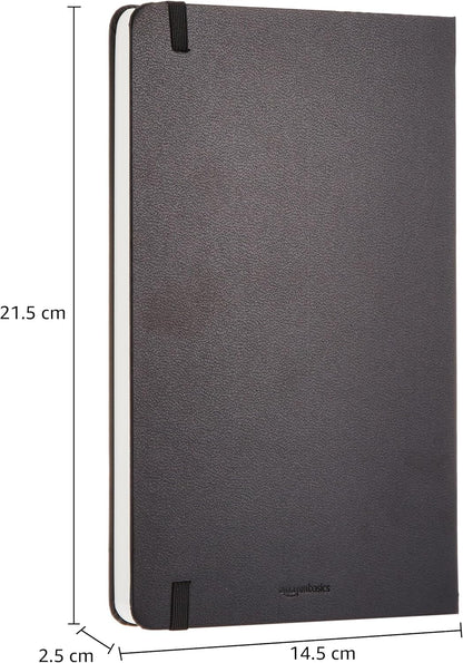 Amazon Basics Classic Lined Writing Notebook for Note Taking and Journaling, Hardcover with Elastic Closure, 240 Pages, 5" x 8.25", Black