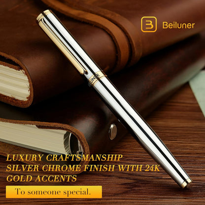 BEILUNER Luxury Rollerball Pen, Stunning Green Lacquer with 24K Gold Trim,Noble and Elegant Designs,Schneider Ink Refill, Best Gift Set for Men & Women, Refillable, Executive Writing, Nice Pens