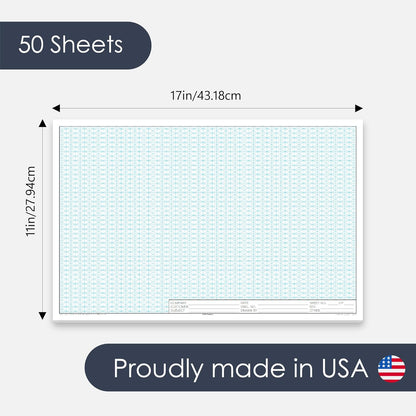 GeekNavy 8.5" x 11" Isometric Graph Paper 50 Sheets Portrait - 0.25" Grid, Non-photo Blue, High Brightness, Drafting, Engineering, Art, 3D Design (1-Pack)