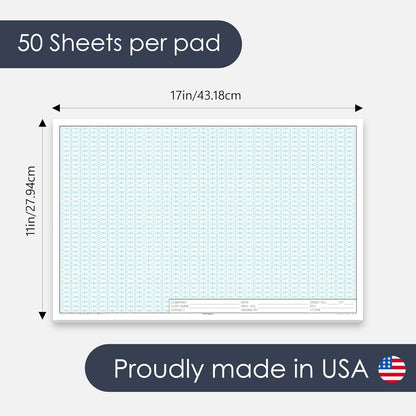GeekNavy 8.5" x 11" Isometric Graph Paper 50 Sheets Portrait - 0.25" Grid, Non-photo Blue, High Brightness, Drafting, Engineering, Art, 3D Design (1-Pack)